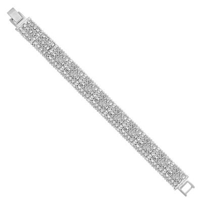 Silver diamante and beaded row bracelet